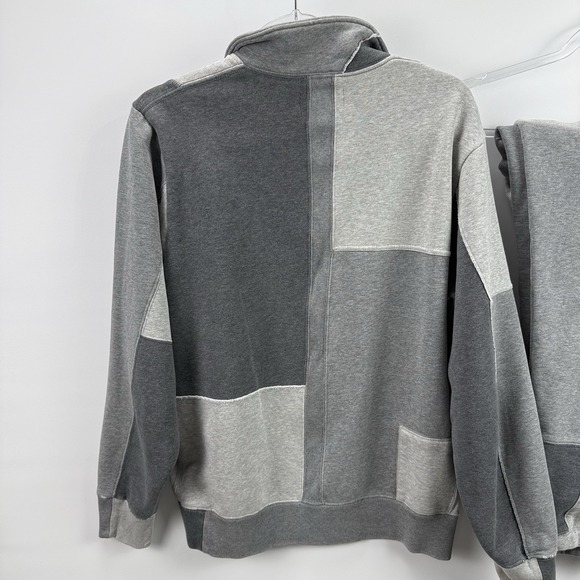 Ovadia & Sons Patchwork Fleece Quarter Zip + Joggers Set size small Gray F19 - Picture 3 of 16